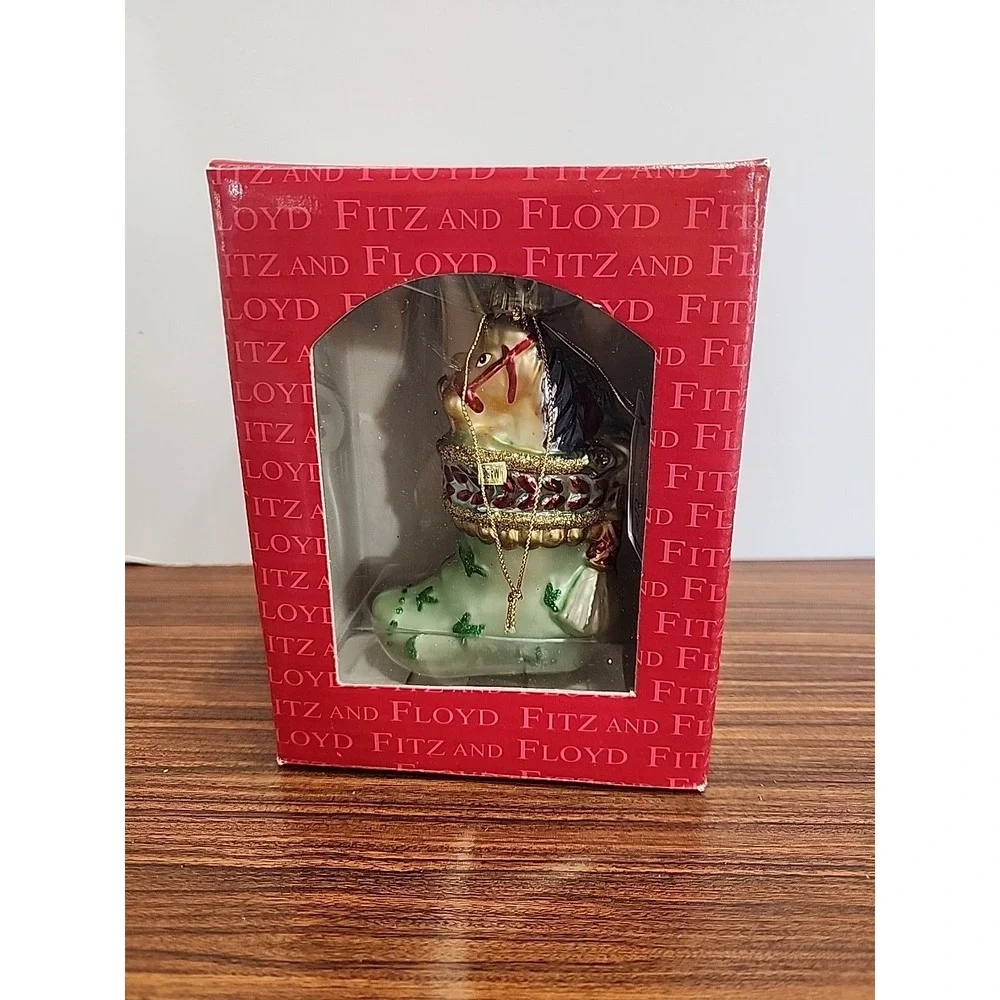 Fitz and Floyd Glass Ornament Greg Stocking‎ Horse Presents Gifts In Box! S92